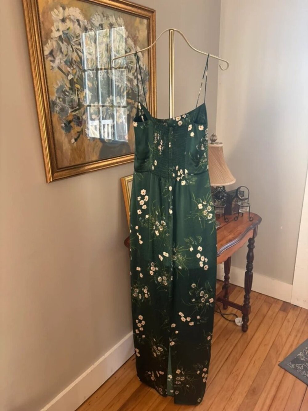 Reformation Frankie Dress Buena Green Floral Silk Slip Maxi Dress Size 8 - Picture 5 of 5